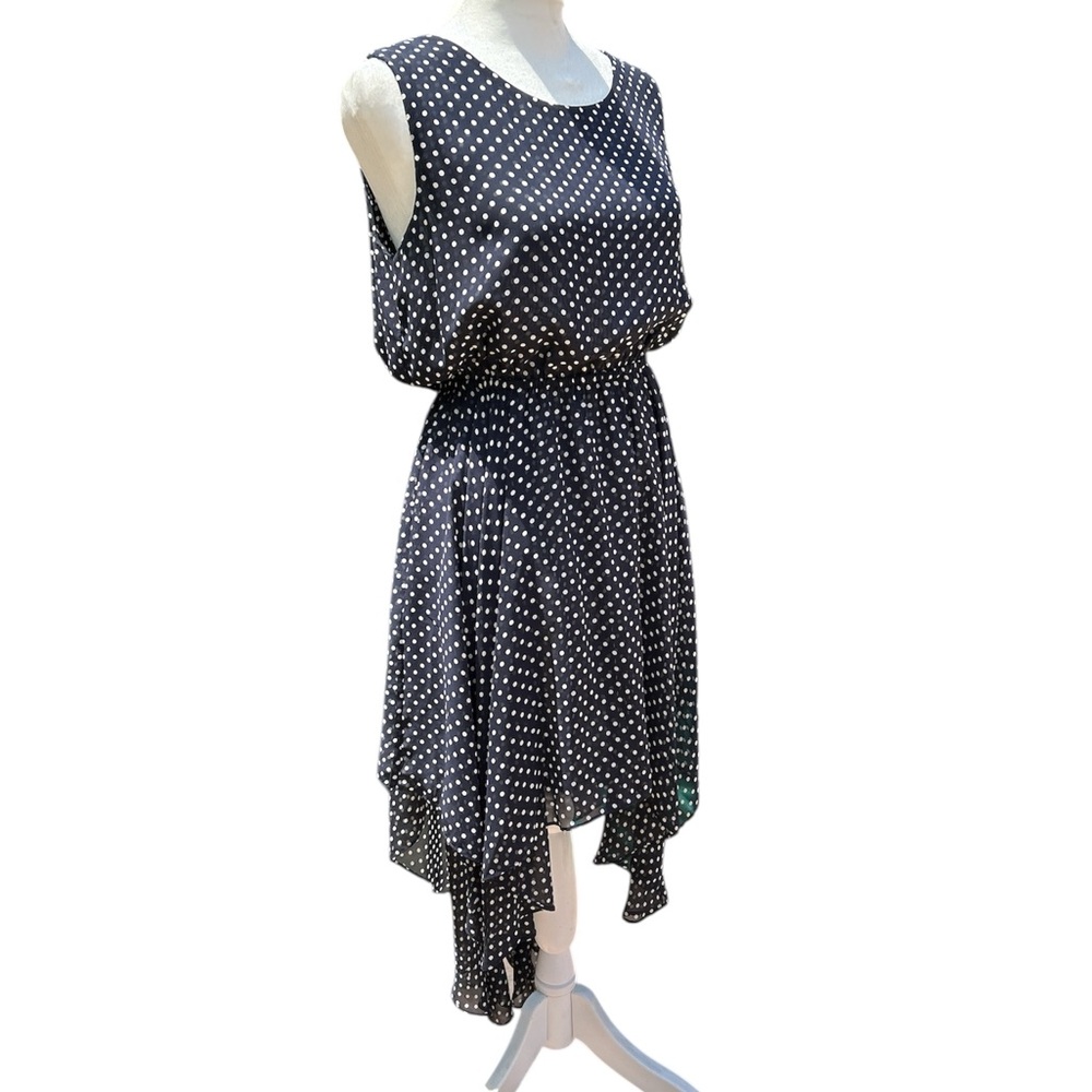 PinkyOtto Dress Polka Dot Dress Black White Assymetrical Hem Flouncy Small - Picture 3 of 13
